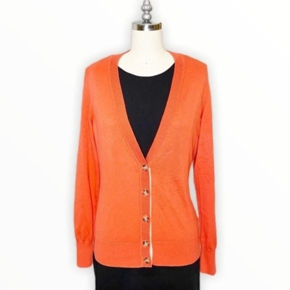 Banana Republic Sweater Cardigan Orange Button Front Medium - Picture 1 of 11